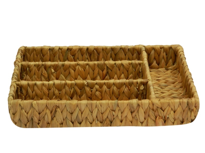 Artisanal Water Hyacinth Drawer Organizer with Multiple Compartments - Eco-friendly Storage Solution